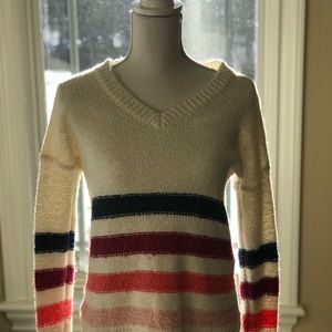 Abercrombie V-neck color stripe sweater